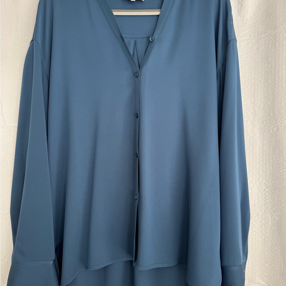 Women's Vince Teal Blue Silk Blouse